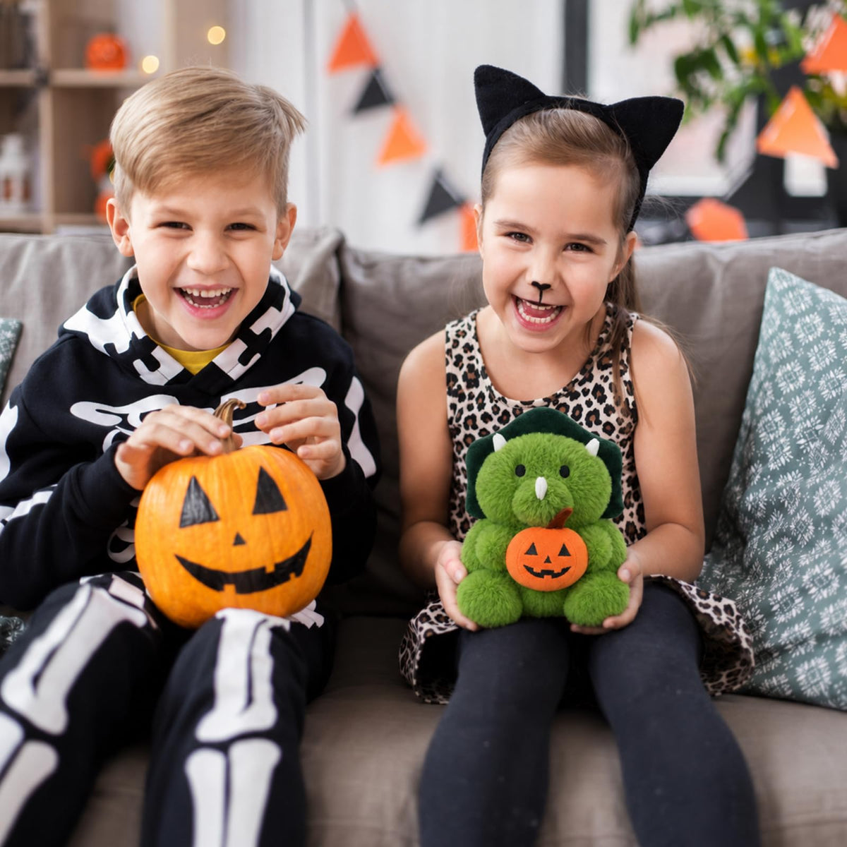 Halloween Dinosaur Plush Toy - Dinosaur Stuffed Animal with Pumpkin Stuffy