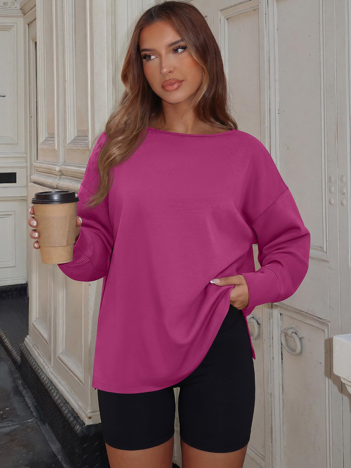ANRABESS Oversized Sweatshirt for Women Fall lightweight Air Layer Tops