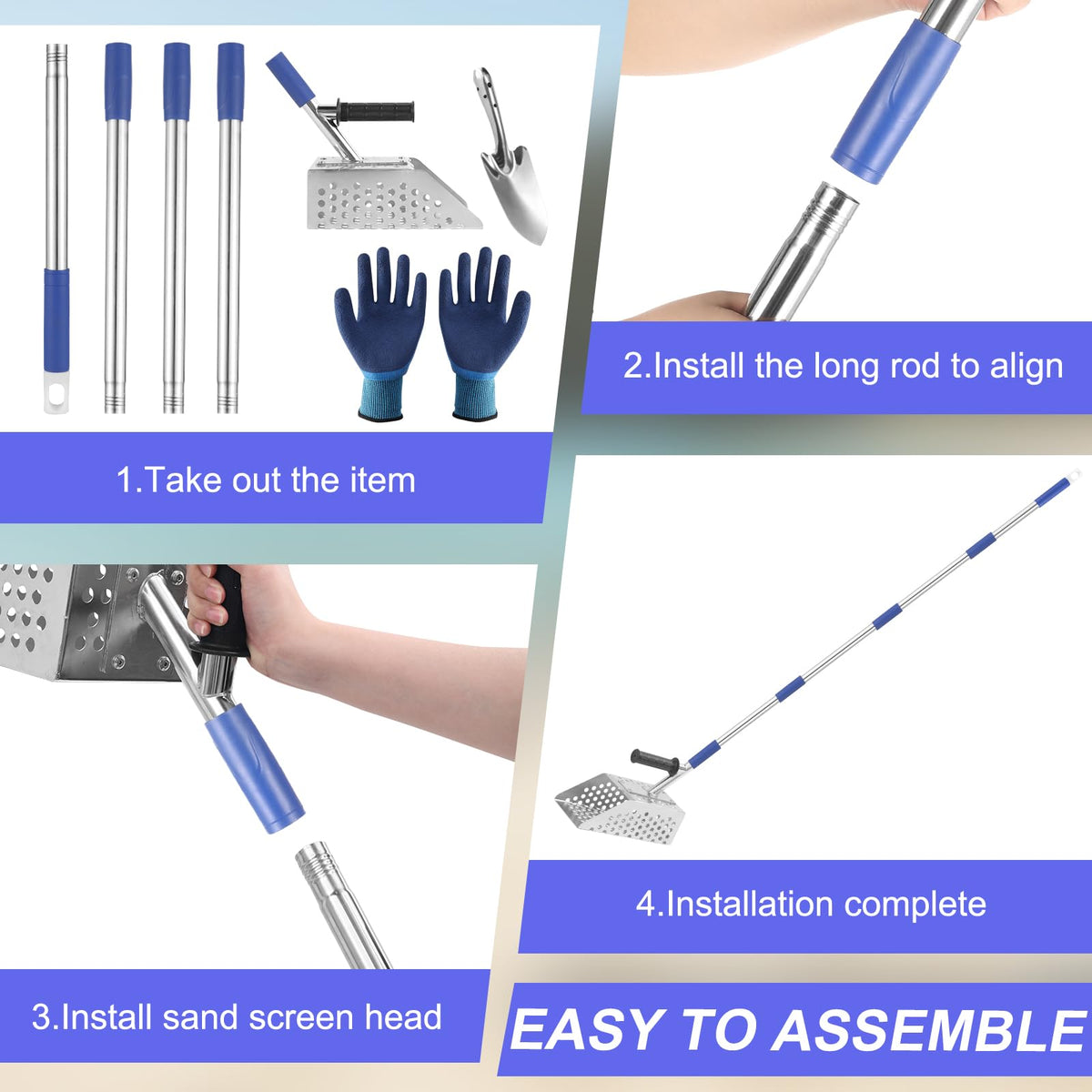Sand Scoop for Metal Detecting, 73" Adjustable Long Handle Detector Scoop