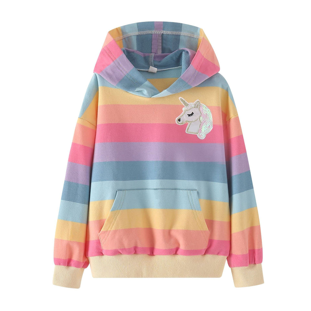 WELAKEN Rainbow Sweatshirts with Unicorn for Girls Toddler & Kids II Little Girl's Pullover Tops Cotton Hoodies 8 Years