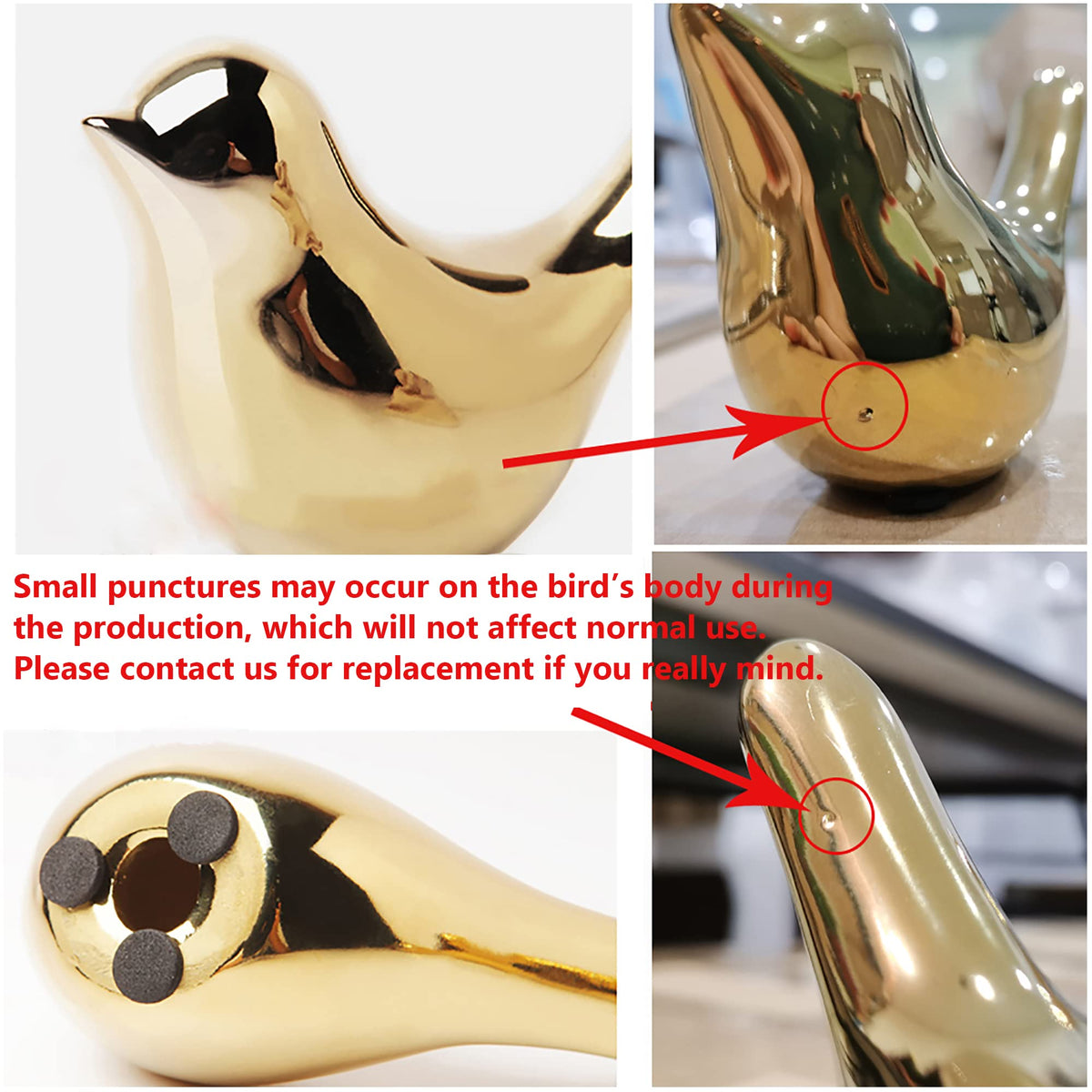 FANTESTICRYAN Small Birds Statues Home Decor, Modern Style, Gold, M&L 2pcs