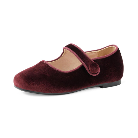 Amazon Essentials x Sofia Grainge Toddler Girls' Mary Jane Ballet Flat Shoes, Burgundy, 7 Toddler