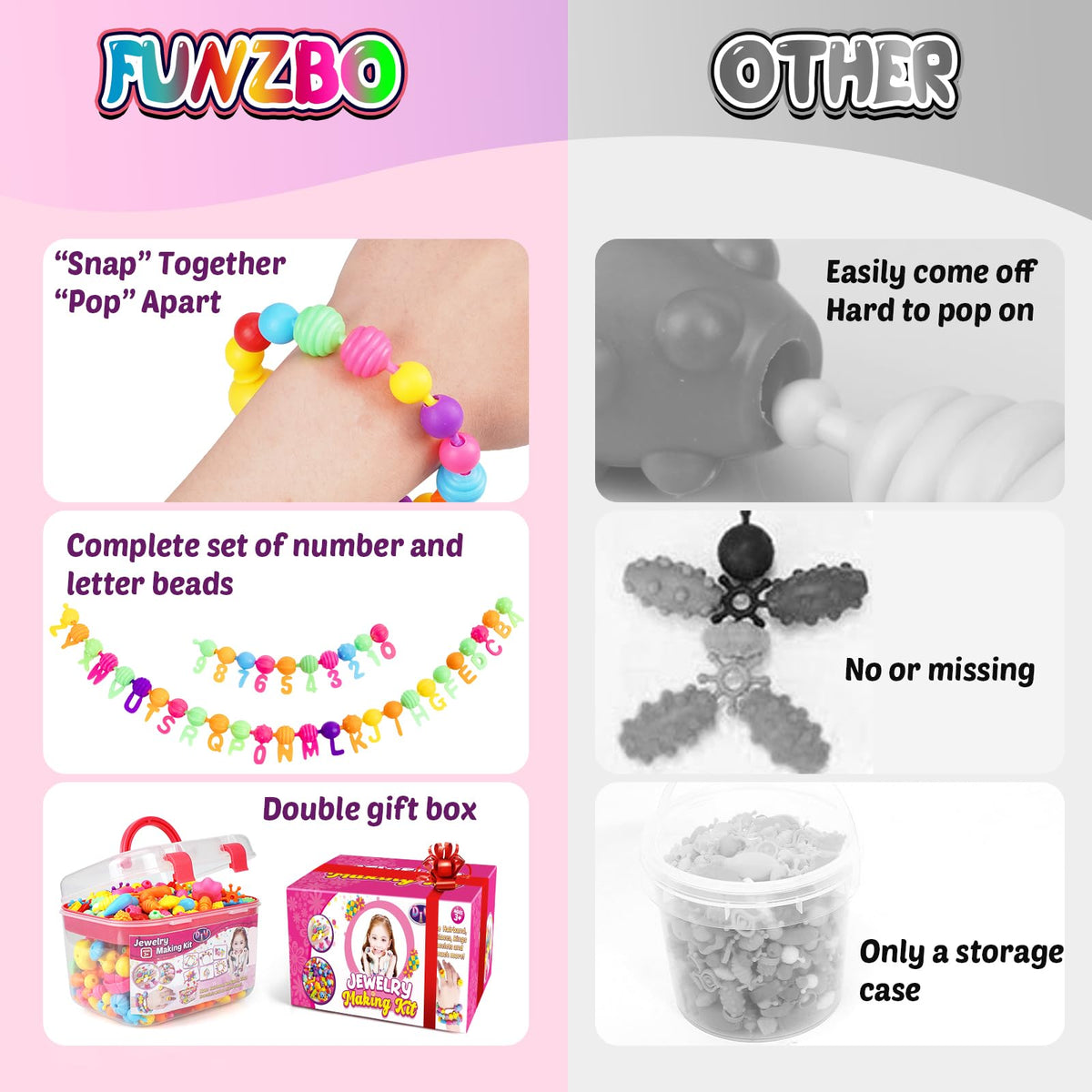 520+ Pop Beads, Jewelry Making Kit for Girls, 3 4 5 Years Old Birthday Gift