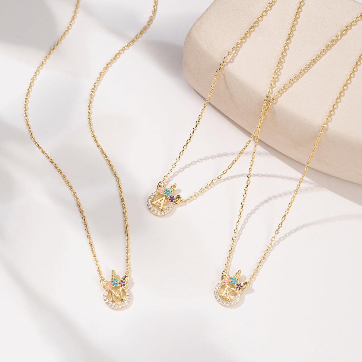 POSHJEW Necklace for Girls - 14K Gold Plated Initial C Unicorn Necklace Birthday Gifts Jewelry Unicorn Gifts for Girls 8-12