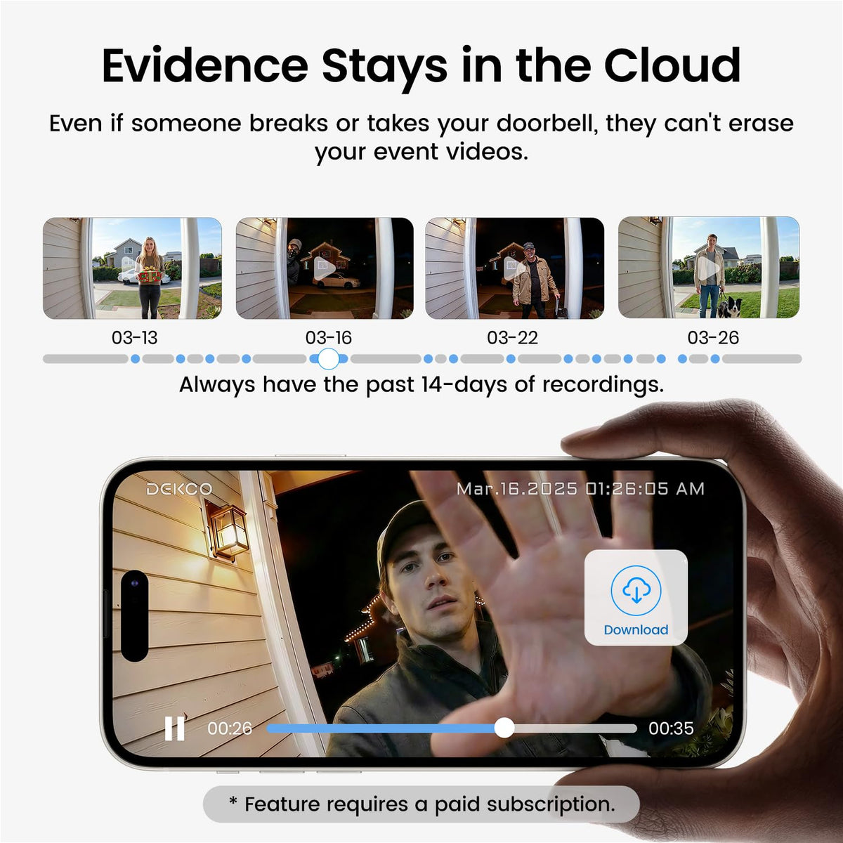 DEKCO 2K Wireless Video Doorbell Camera, Head-to-Toe View