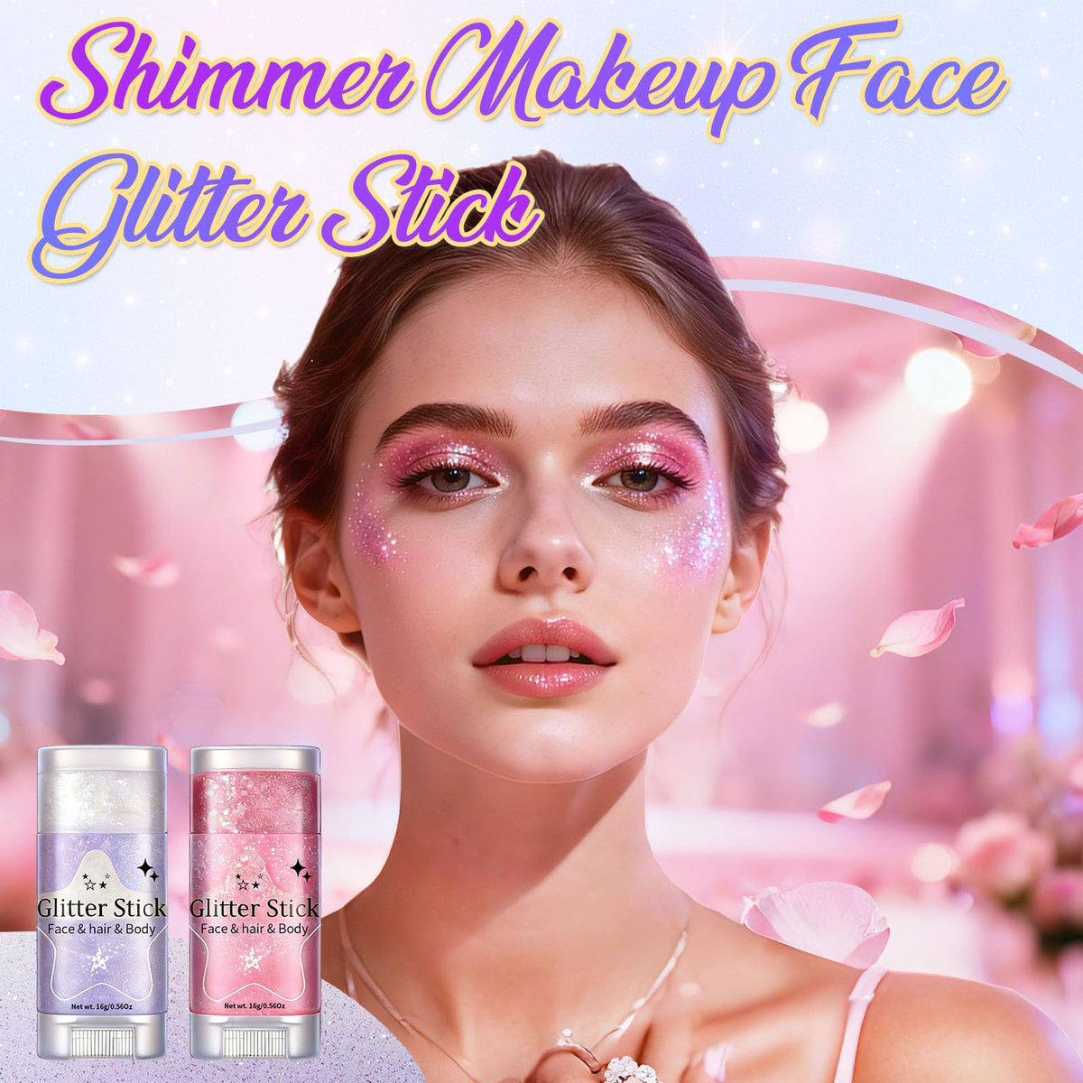 AROIC 6Pcs Body Glitter Stick, Sparkly Mermaid Face Glitter Makeup for Kids