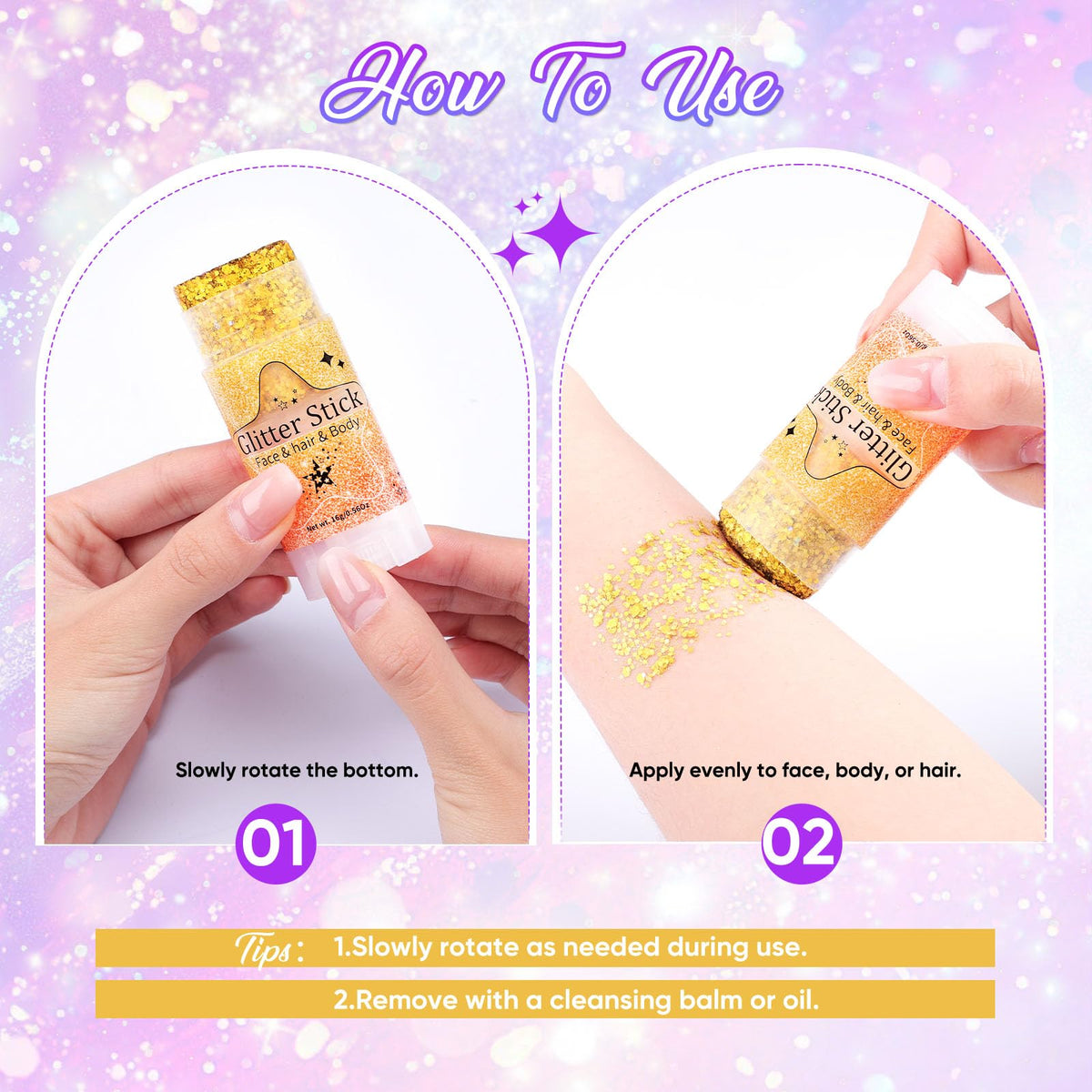 AROIC 6Pcs Body Glitter Stick, Sparkly Mermaid Face Glitter Makeup for Kids