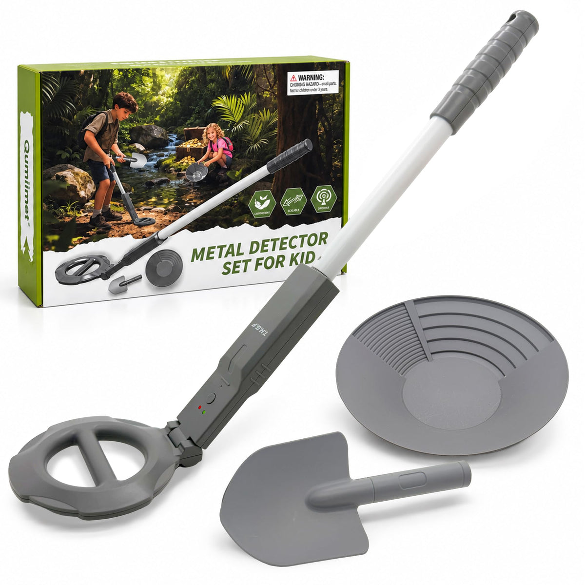 Qumiimet Kids Metal Detector Ages 4-8, Beach Treasure Hunt, Birthday Gift