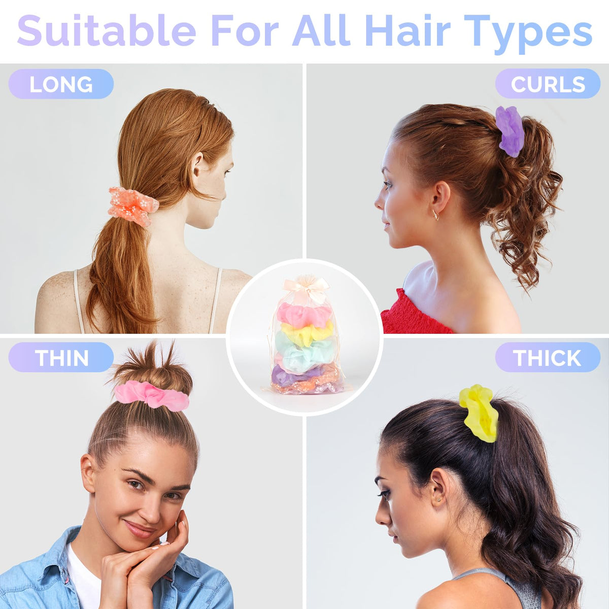 Light Up Scrunchies for Girls, 8 Pcs LED Scrunchies for Women