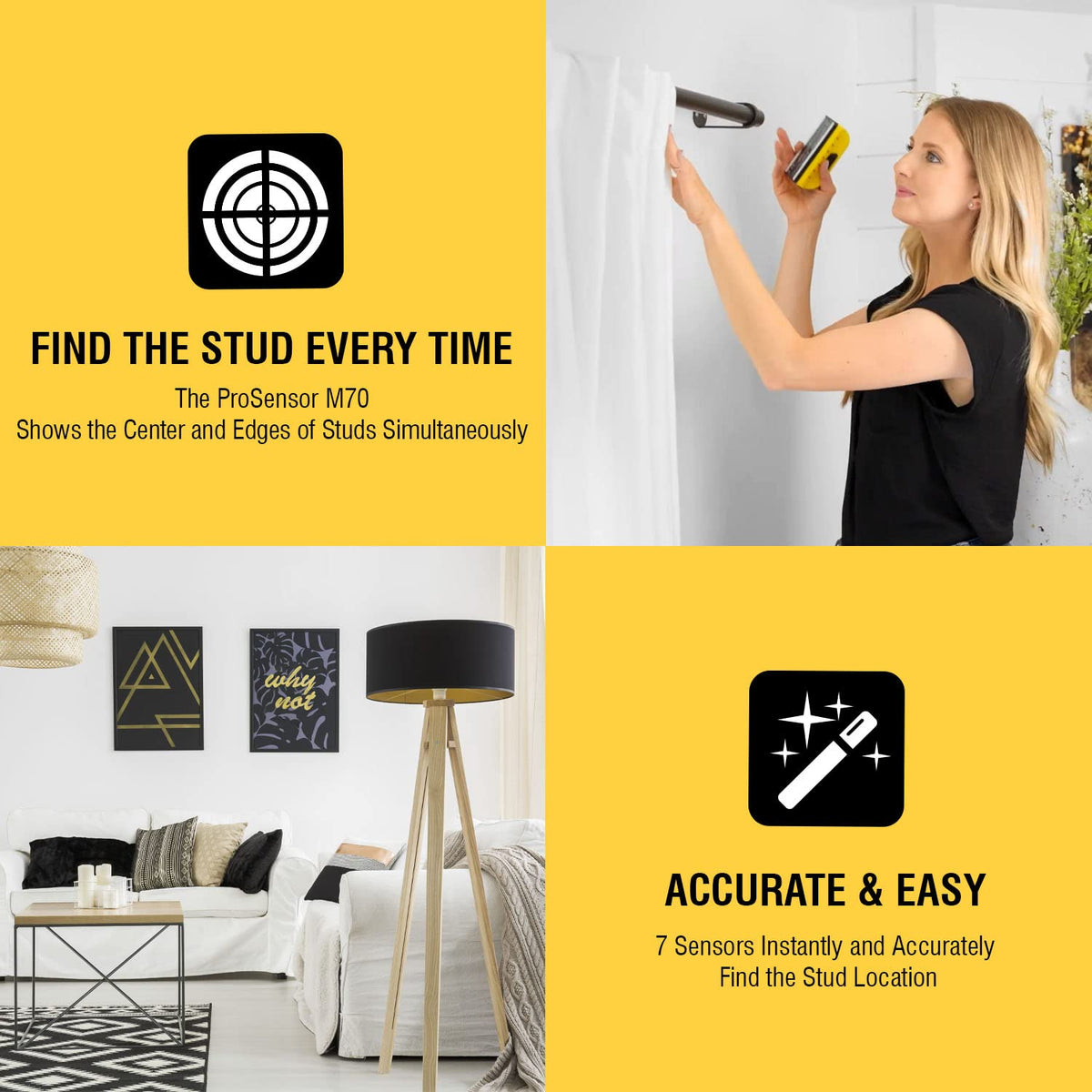 Franklin Sensors ProSensor M70 7-Sensor Stud Finder Wall Scanner