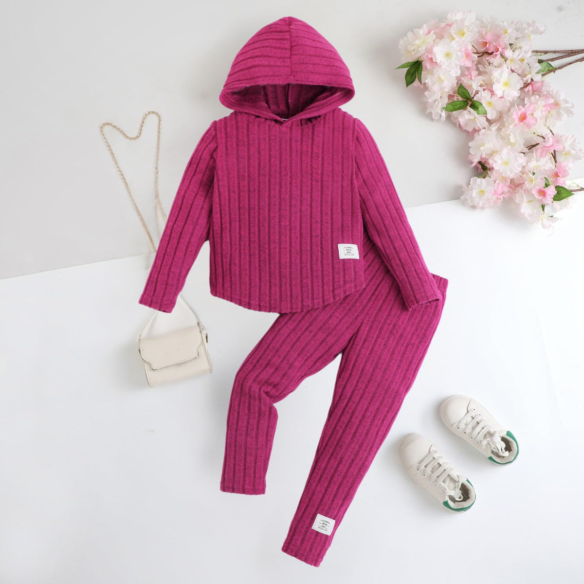 LKALPSQ Toddler Girl Fall Clothes Set Warm Sweatshirt Pants Long Sleeve Sweatsuits Winter Hooded Pullover Outfits Red 7-8T