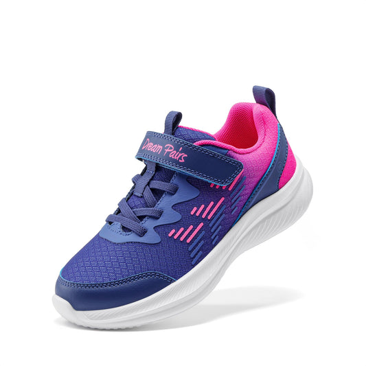 DREAM PAIRS Kids Shoes Tennis Sneakers,Dark Purple/Hot Pink,4 Big Kid