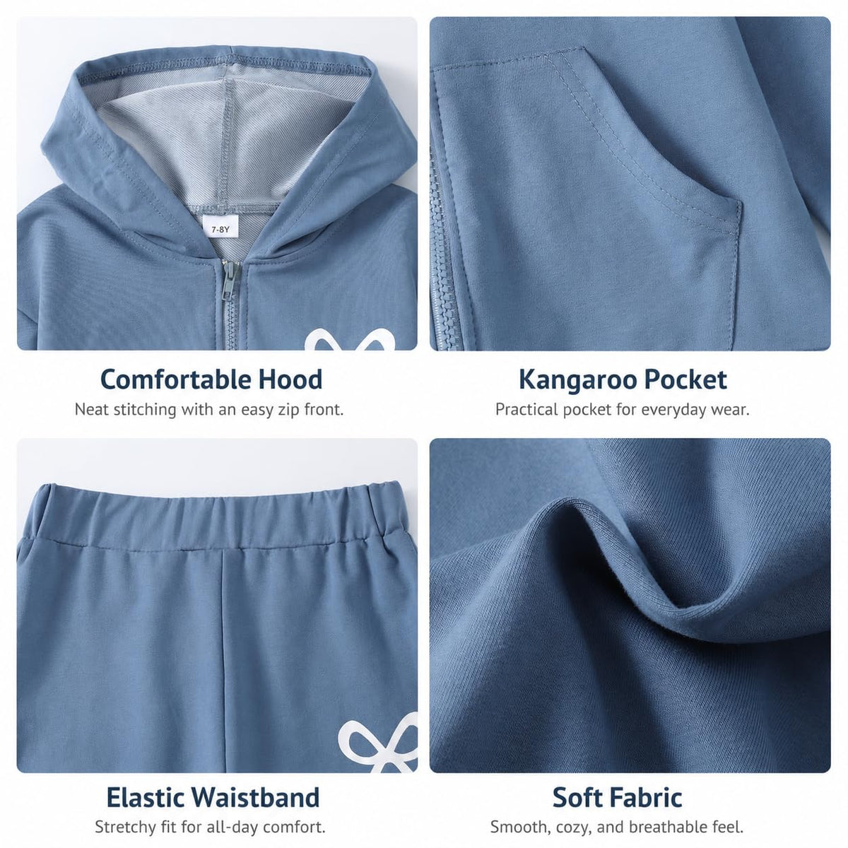 GOLLUNER Girls Hoodie Pants Set