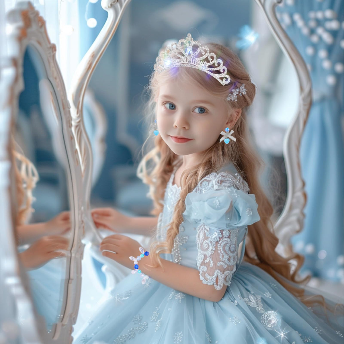 PinkSheep Princess Kids Jewelry for Girls: Toddler Dress Up Unicorn Toy Set
