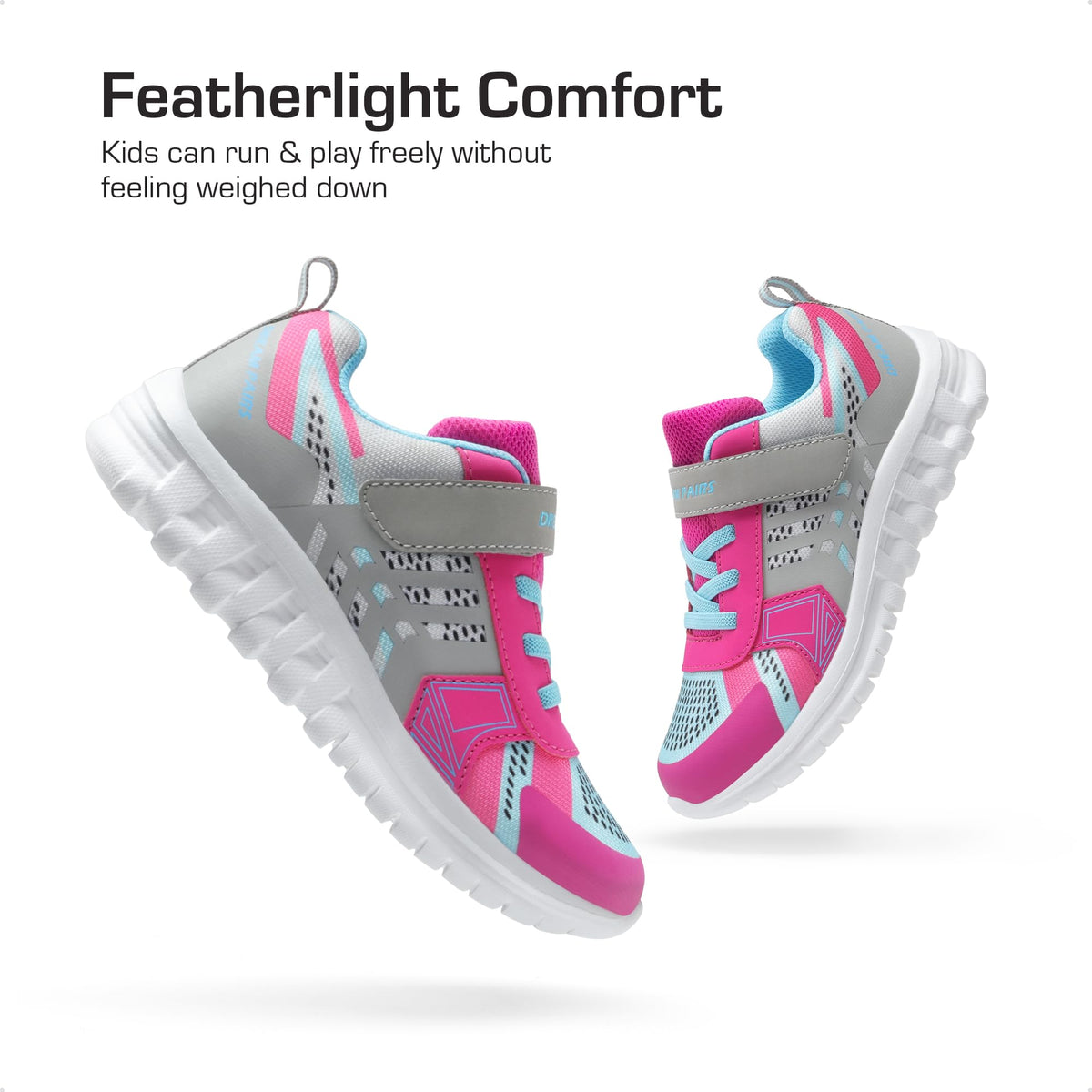 DREAM PAIRS Kids Sneakers Running,Grey/Fuchsia/Blue,13 Little Kid