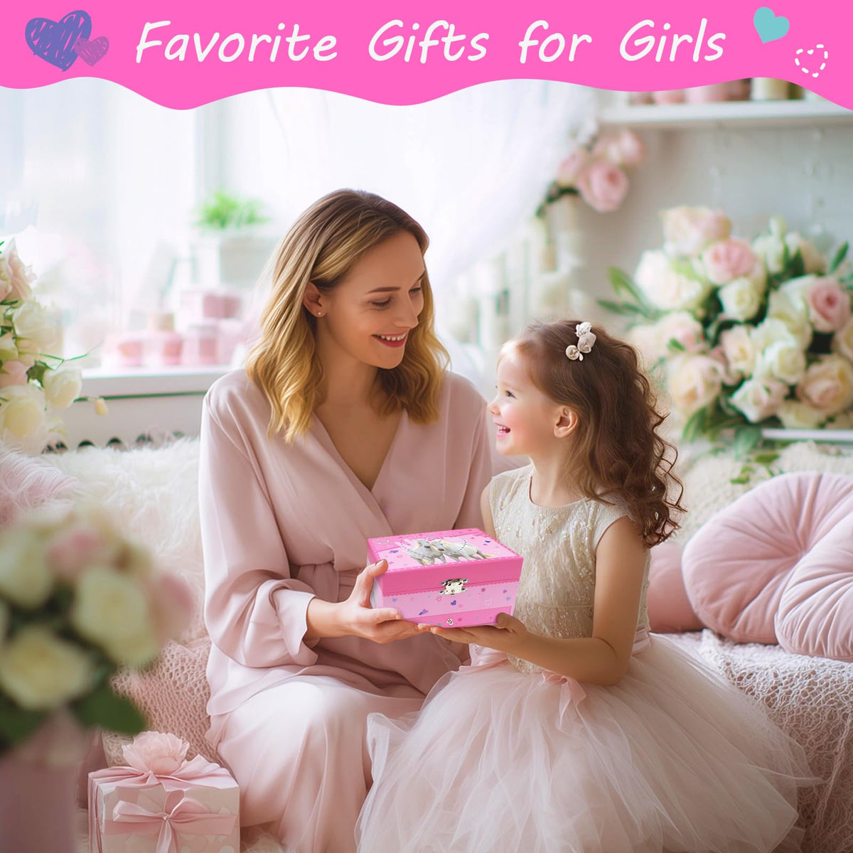 Jewelry Box for Girls with Drawer, Musical Kids Jewelry Box for Girls Gifts