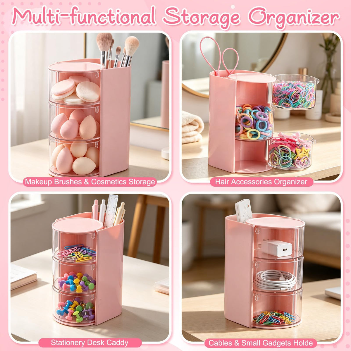 Hair Accessories Organizer with 739 Pcs Baby Hair Ties Hair Clips for Girls
