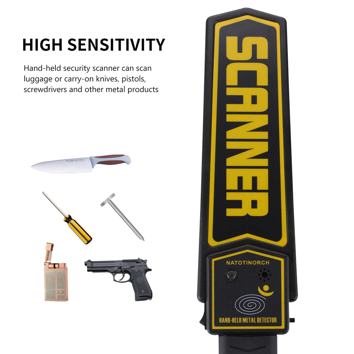 Handheld Metal Detector Wand,Security Scanner for Knives, Weapons,Metals