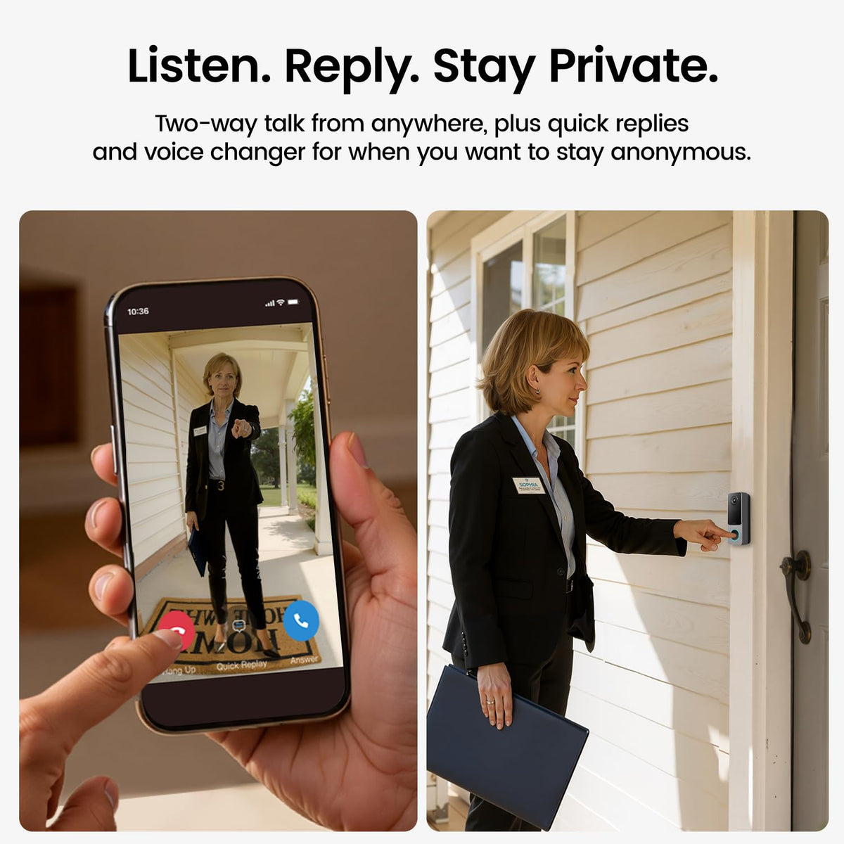 DEKCO 2K Wireless Video Doorbell Camera, Head-to-Toe View