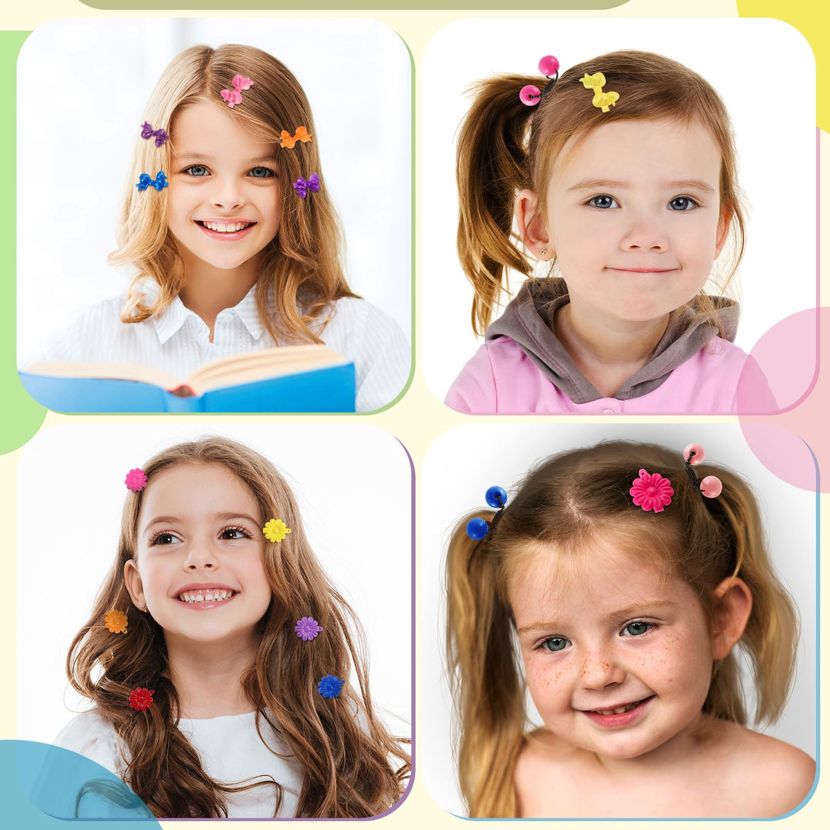 Giegxin 60 Pcs Girls Barrettes Hair Clips Ponytail Ties, ovely Style
