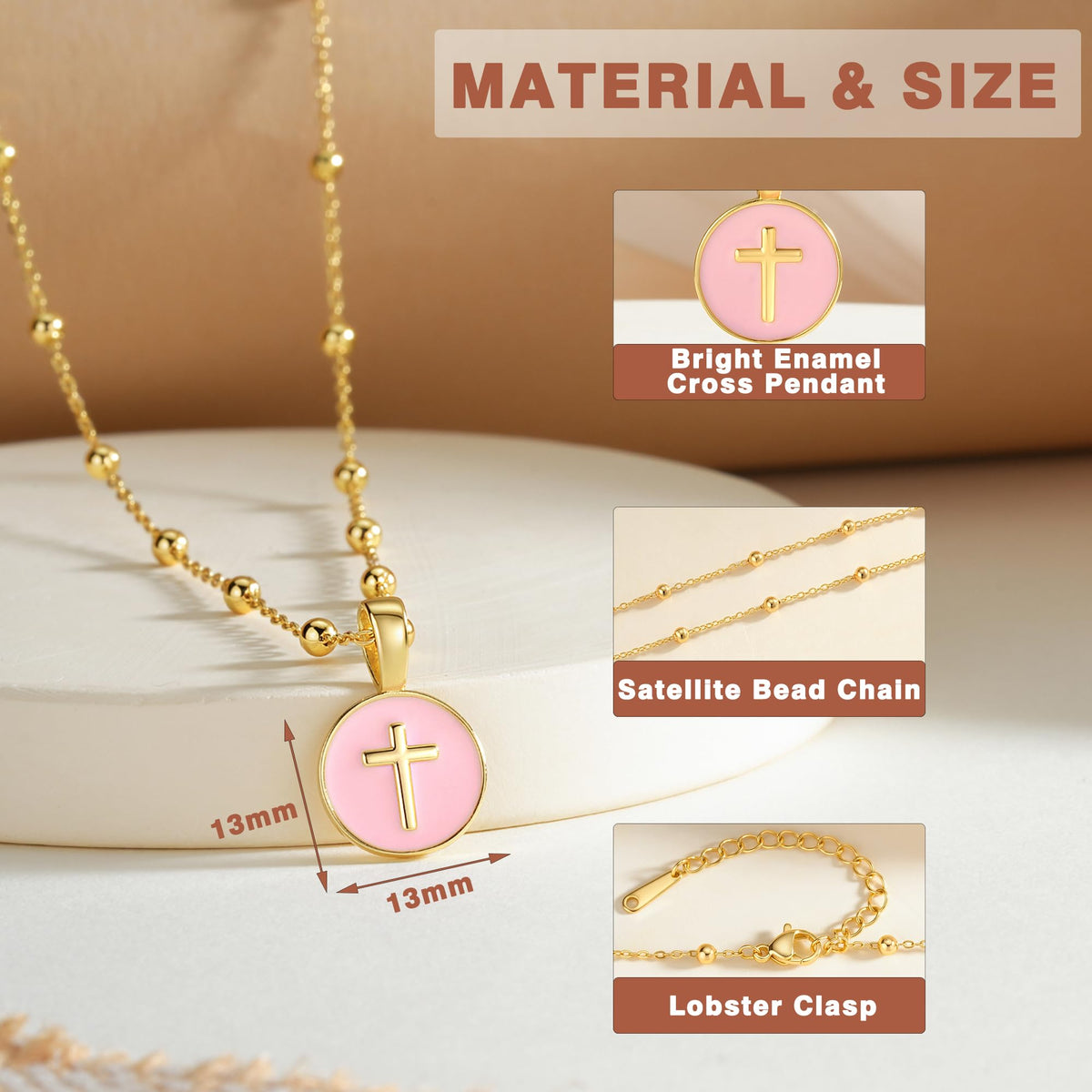 Tarsus Cross Necklace for Girls, Christian Jewelry Tween Teen Girl Gifts