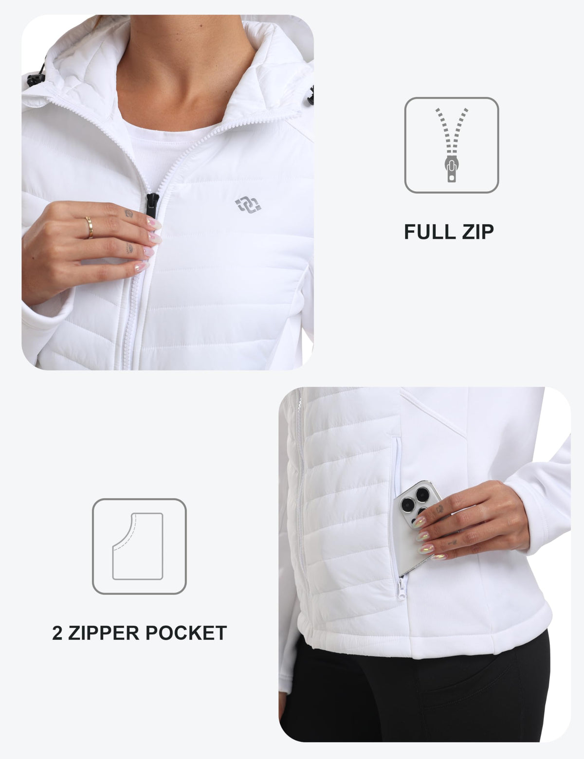 MoFiz Women's Softshell Jacket Hood Fleece Lined Warm Lightweight Jacket