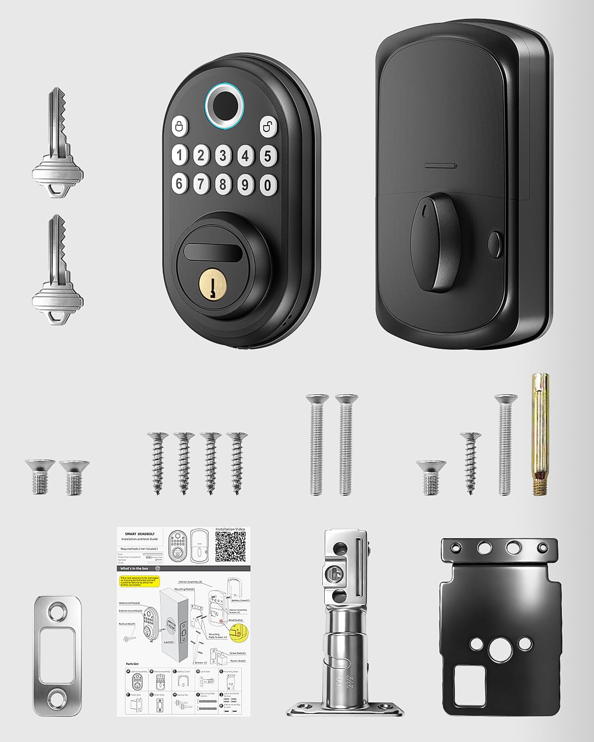 Fingerprint Door Lock for Front Door, Keyless Entry Smart Deadbolt Lock
