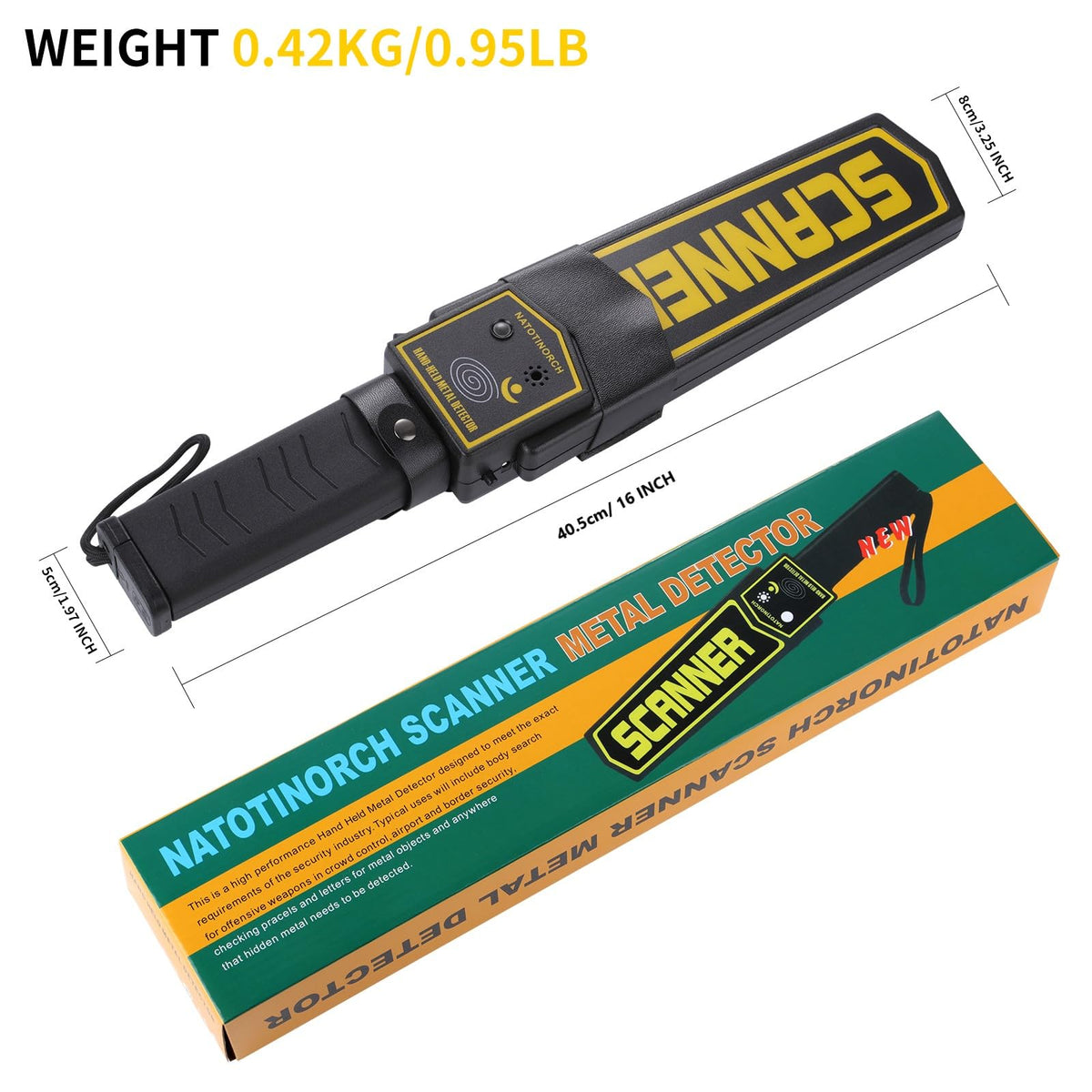 Handheld Metal Detector Wand,Security Scanner for Knives, Weapons,Metals