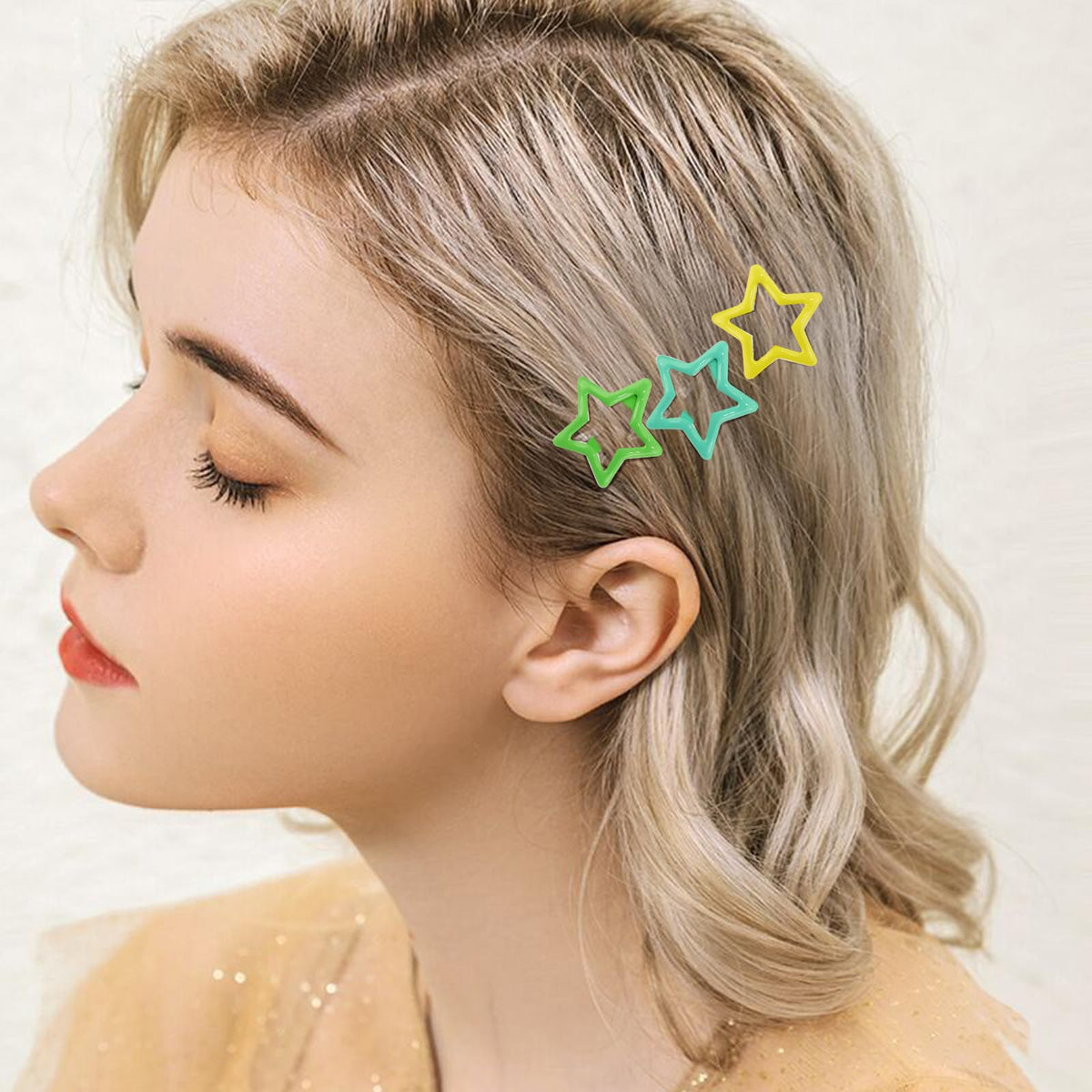 SAOROPEB Star Hair Clips Multicolor 2000s Y2K Hair Accessories-100PCS 1.18"