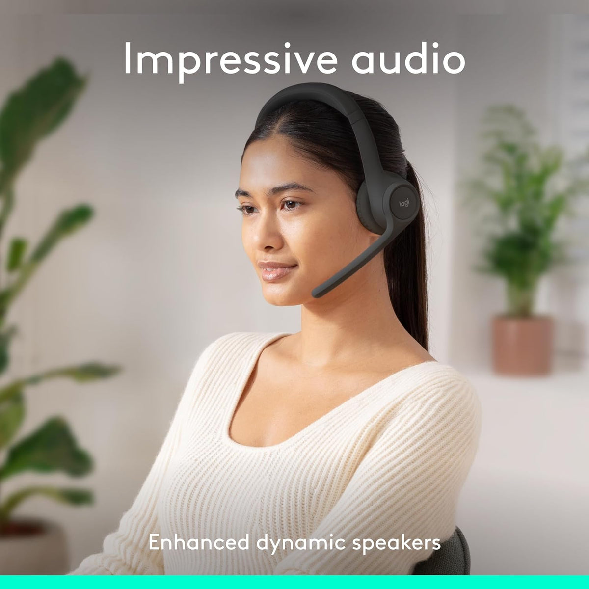 Logitech Zone 301 Wireless Bluetooth Headset with Noise-Canceling Microphone, Compatible with Windows, Mac, Chrome, Linux, iOS, iPadOS, Android ��� Gr