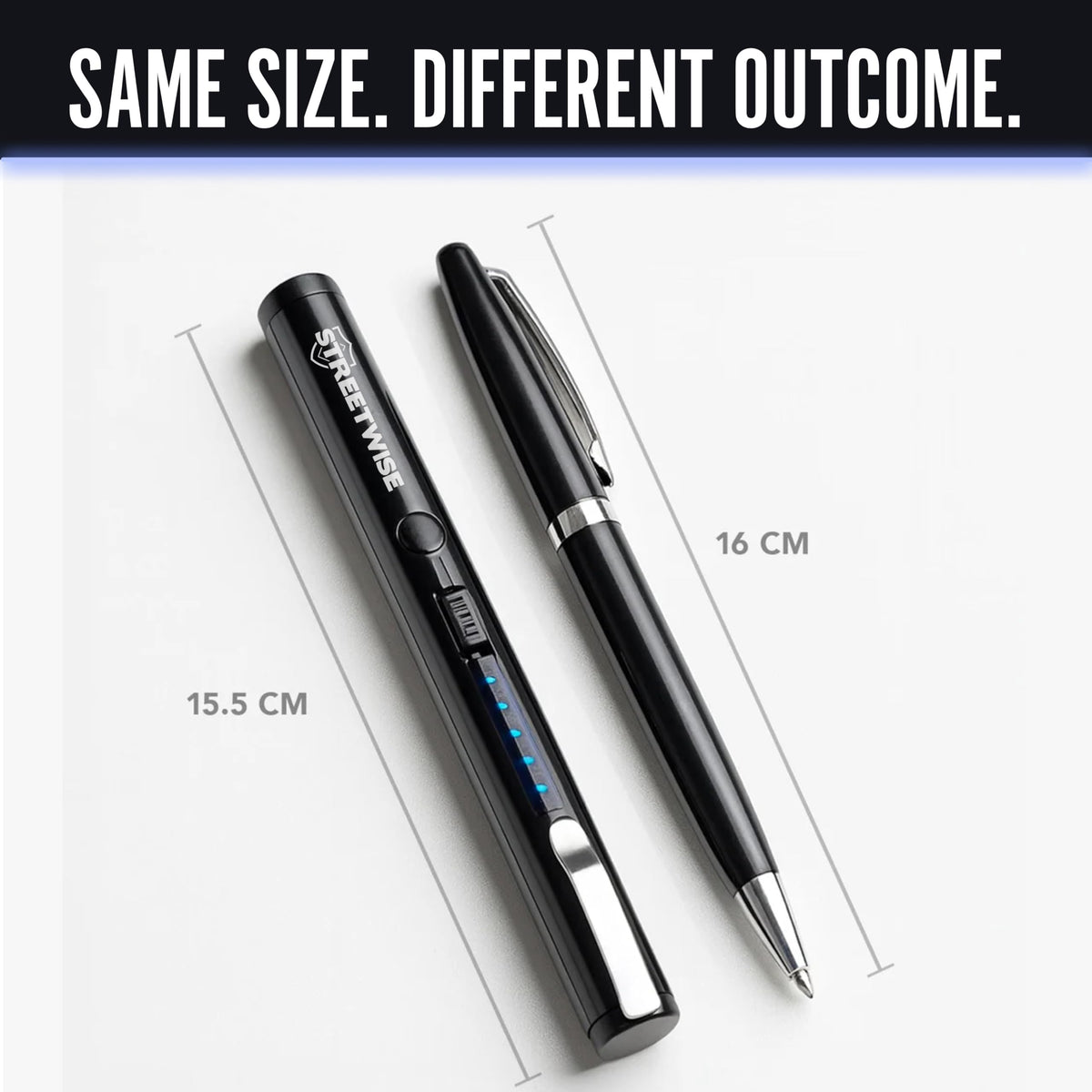 Streetwise Pain Pen 25,000,000 Volts Stun Gun for Self Protection - Tactical Stun Pen for Women and Men, USB Rechargeable, Battery Indicator, Durable Clip, Compact and Concealable for Protection