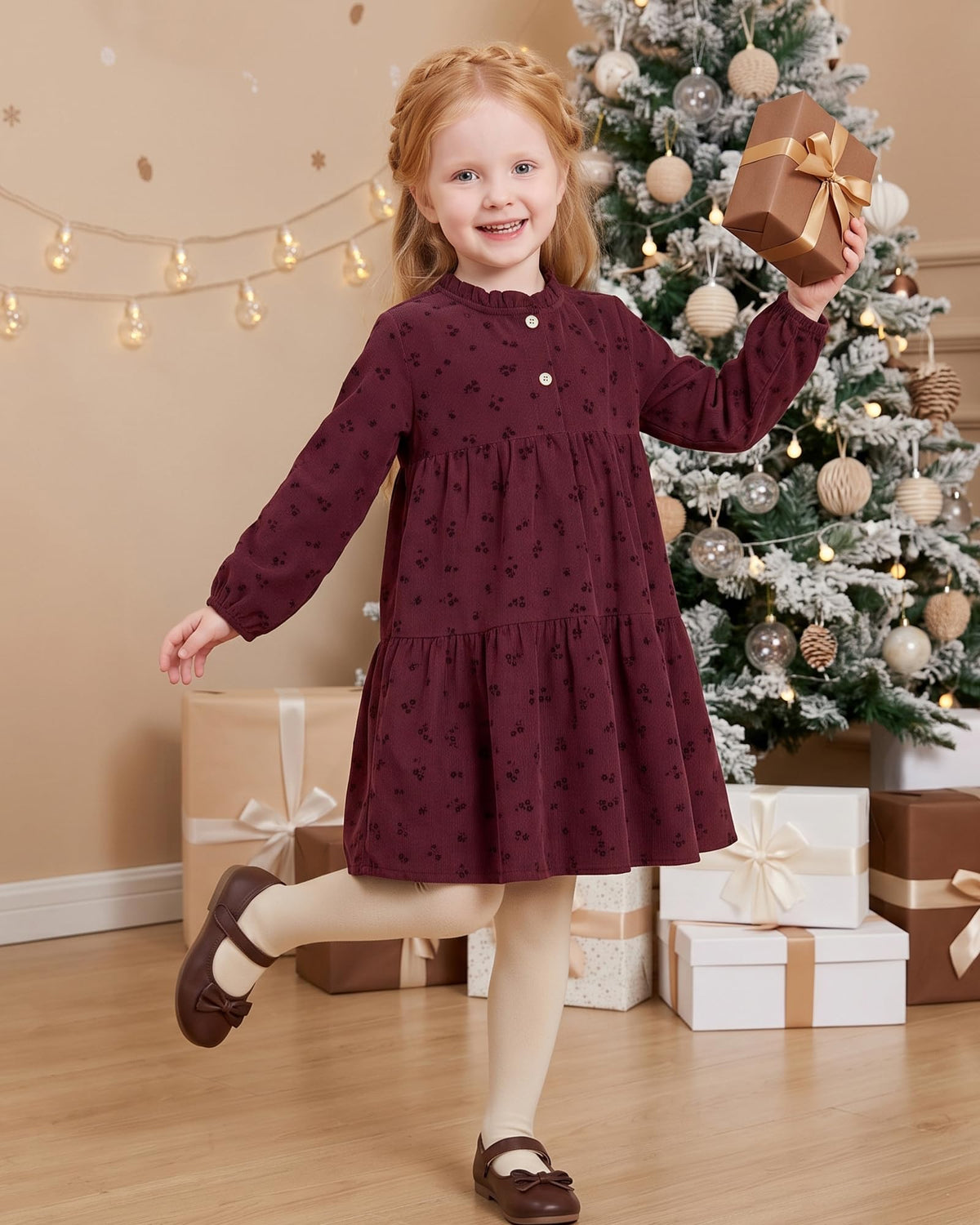Girls Long Sleeve Red Corduroy Dress Girls Clothes Size 6 7 Fall Outfits