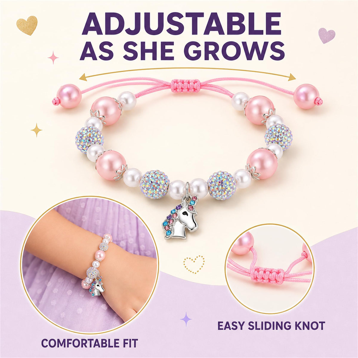 Alissl 4 Year Old Birthday Gifts,Unicorn Charm Bracelet for Girls