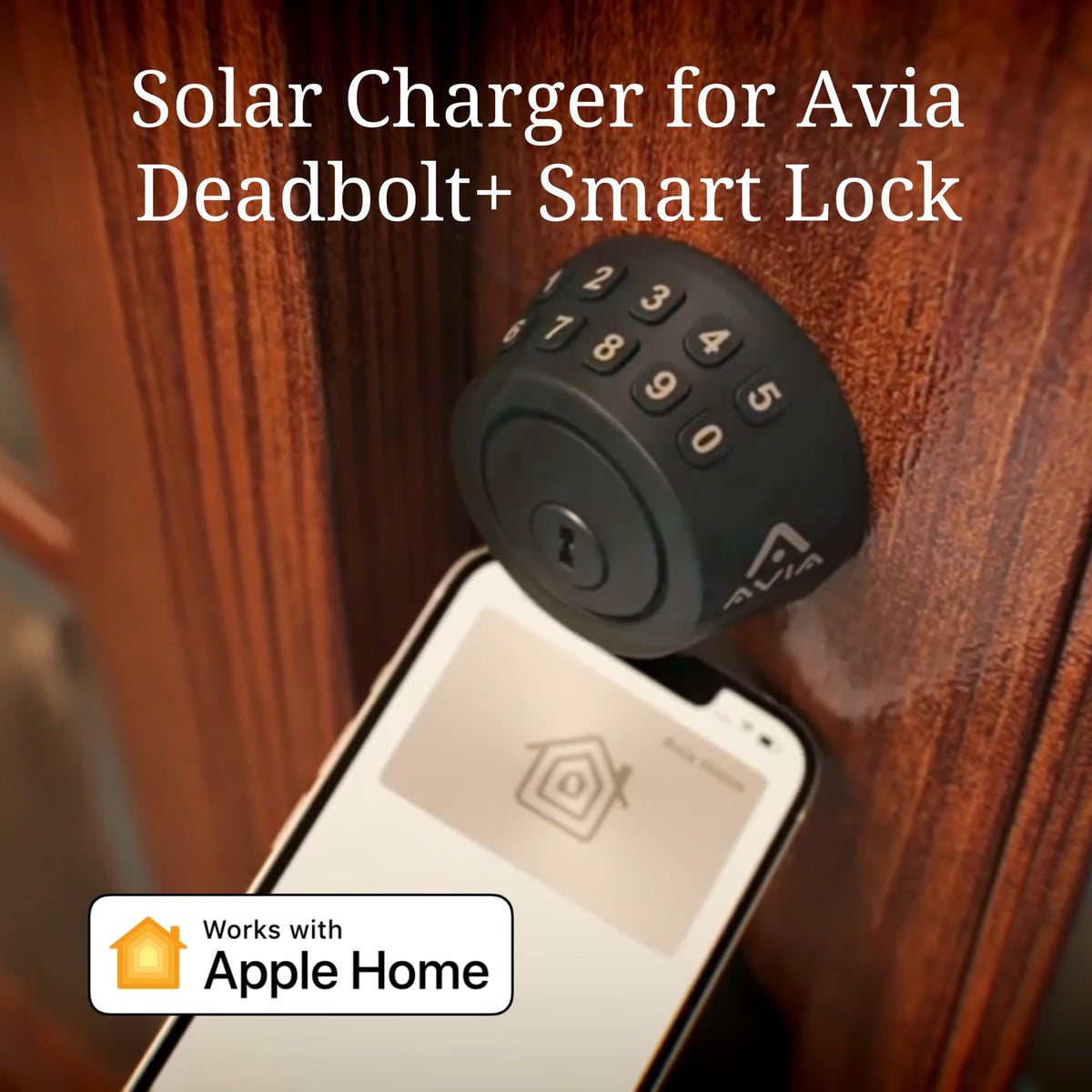 Avia Smart SolarPro. Solar Panel to Recharge The Avia Deadbolt+ Smart Lock. in Good Sunlight, Helps Maintain Battery Life for Up to 5 Years*.