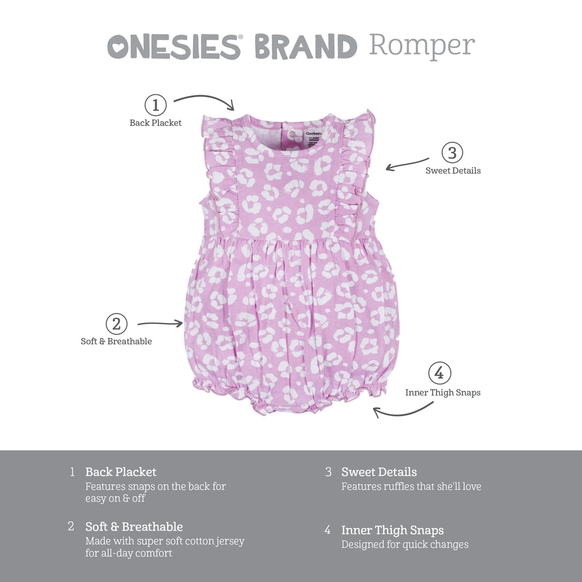 Onesies Brand Baby Girls 3-Pack Romper, Rainbows, 12 Months