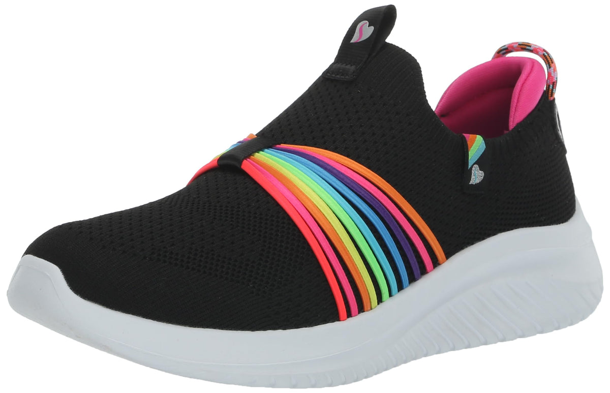 Skechers Kids Girls Ultra Flex 3.0 Sneaker, Black/Multi, 13.5 Little Kid