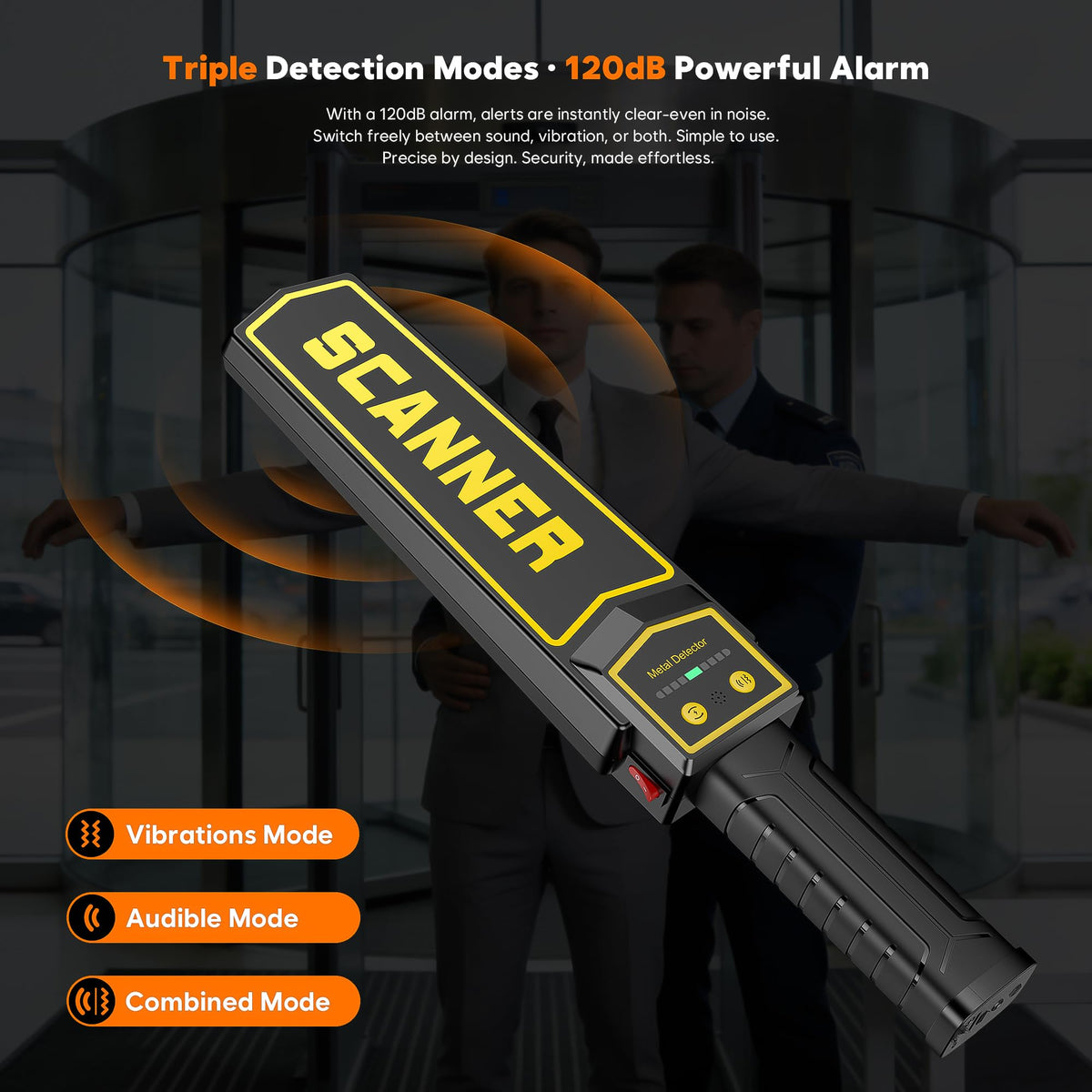 Handheld Metal Detector Wand/w Holster,5 Level Sensitivity Security Wand Metal Detector for Woodworking,Portable Nail Finder Scanner Wood Metal Detector for Log Weapon 3 Modes Alert Detect 9V Battery