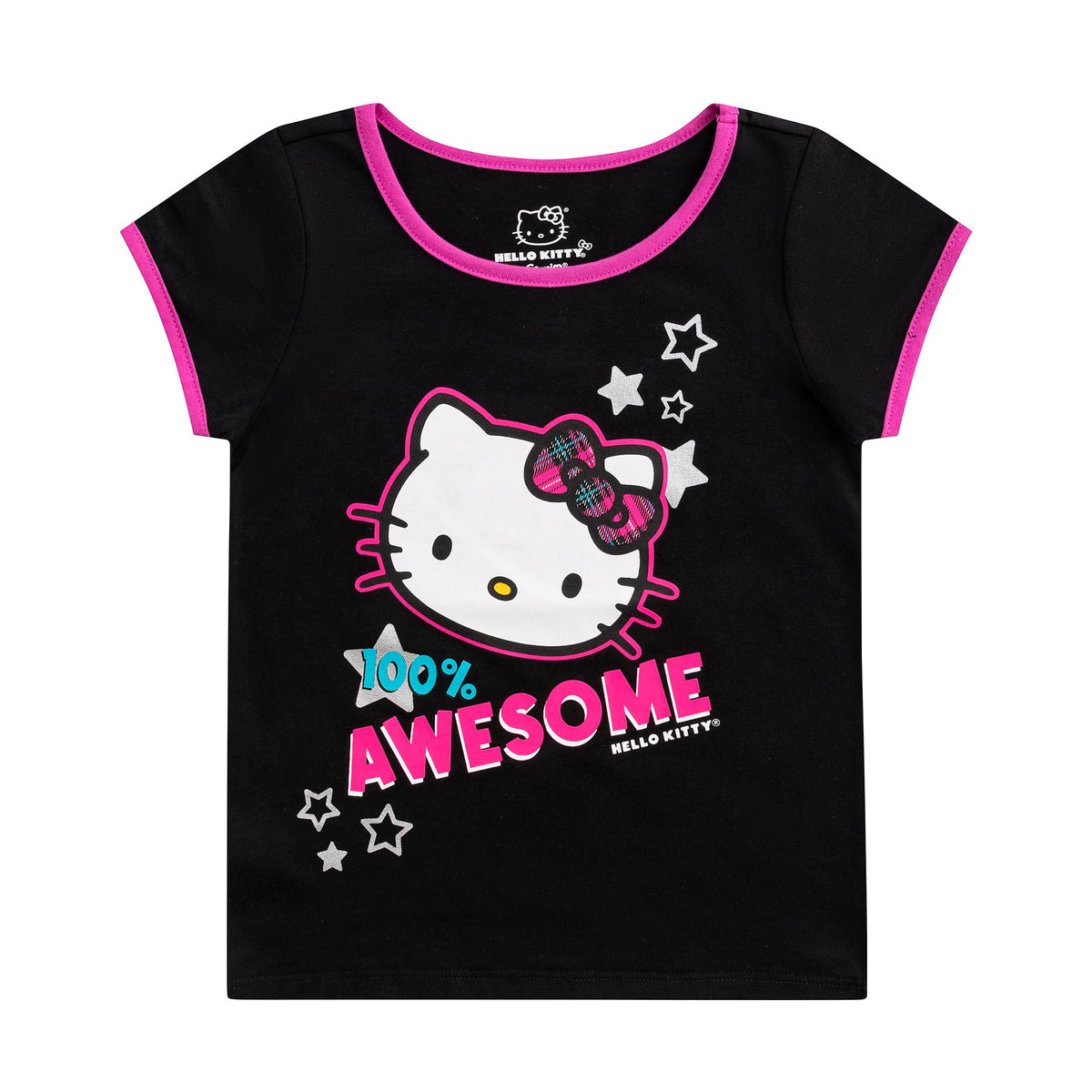 Hello Kitty Girls 4 Pack Short Sleeve T-Shirt for Toddler, Little and Big Kids Multicolor