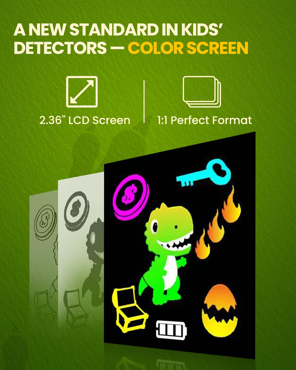 Metal Detector for Kids, Intuitive Color LCD Display, 6.7��� Glowing LED Coil, Kid-Safe Lightweight with Adjustable Handle & 4��� Precision Deepth, Perfect Educational Gift for Ki