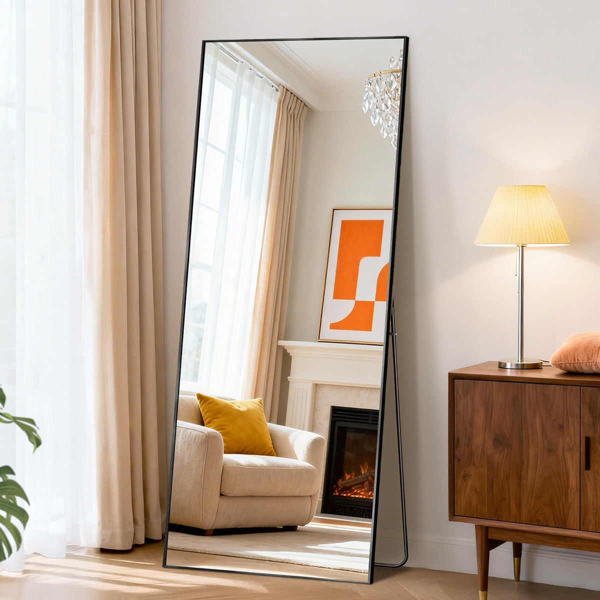 DUMOS 64"x21" Full Length Mirror with Stand, Full Body Floor Mirror