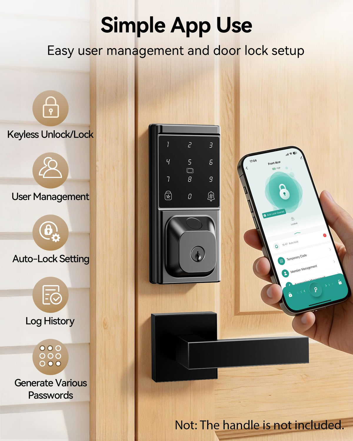 Fingerprint Smart Deadbolt Lock, Keyless Entry Door Lock