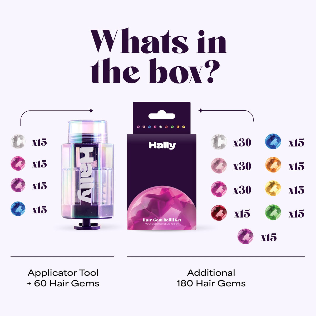 Hally Hair Gem Pen Kit with 240 Stick-On Hair Gems and Stamper Tool
