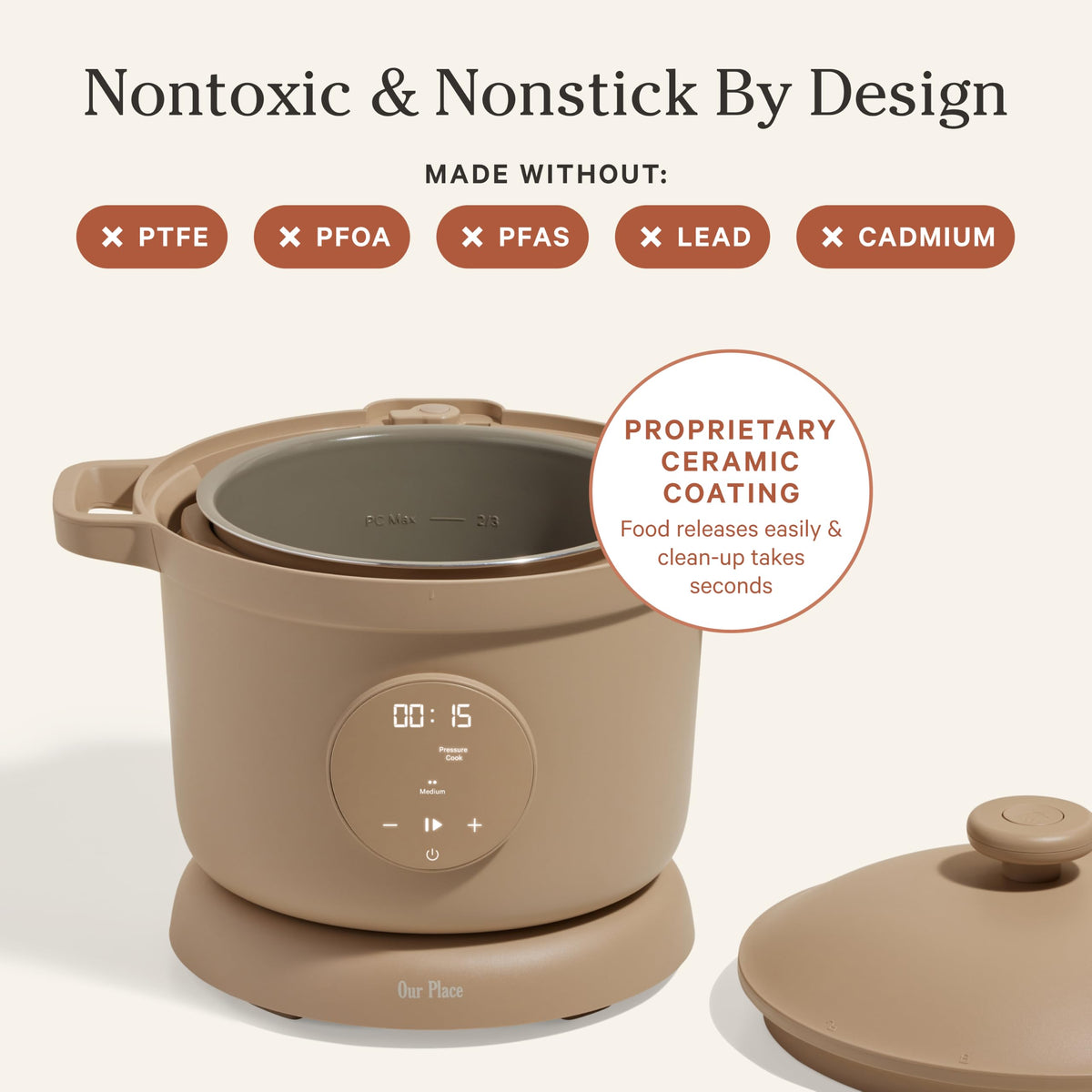 Our Place Dream Cooker, 6 Qt Ceramic Nonstick Pressure Cooker & Multicooker
