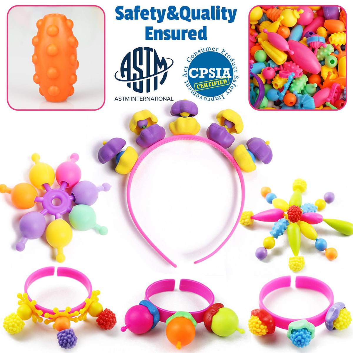 520+ Pop Beads, Jewelry Making Kit for Girls, 3 4 5 Years Old Birthday Gift