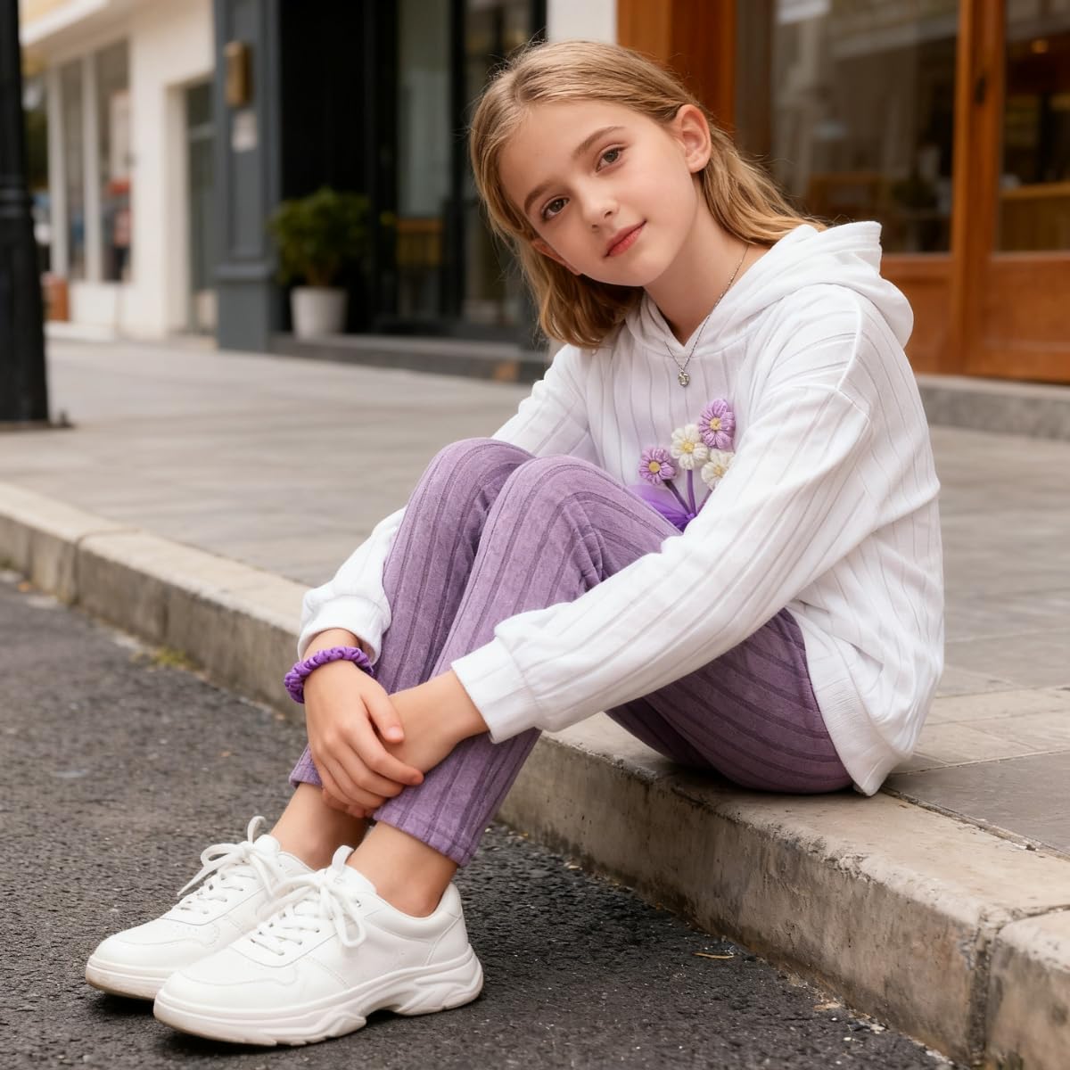 Afsmlys Girls Asymmetrical Knit Set