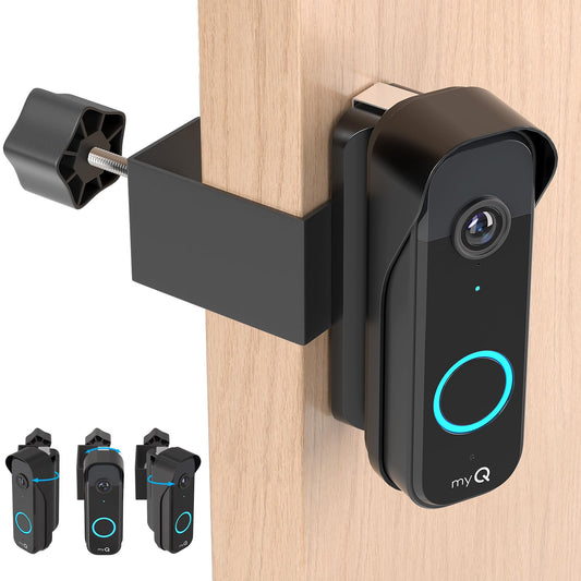 Anti-Theft Doorbell Mount for myQ Camera, Adjustable Left/Right Viewing Angle(40 to 140), Anti-Blocks Motion Sensor Mounting Bracket, Compatible with Homes, Apartments, Dorms-Black