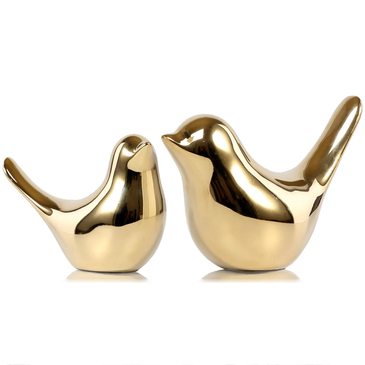 FANTESTICRYAN Small Birds Statues Home Decor, Modern Style, Gold, M&L 2pcs