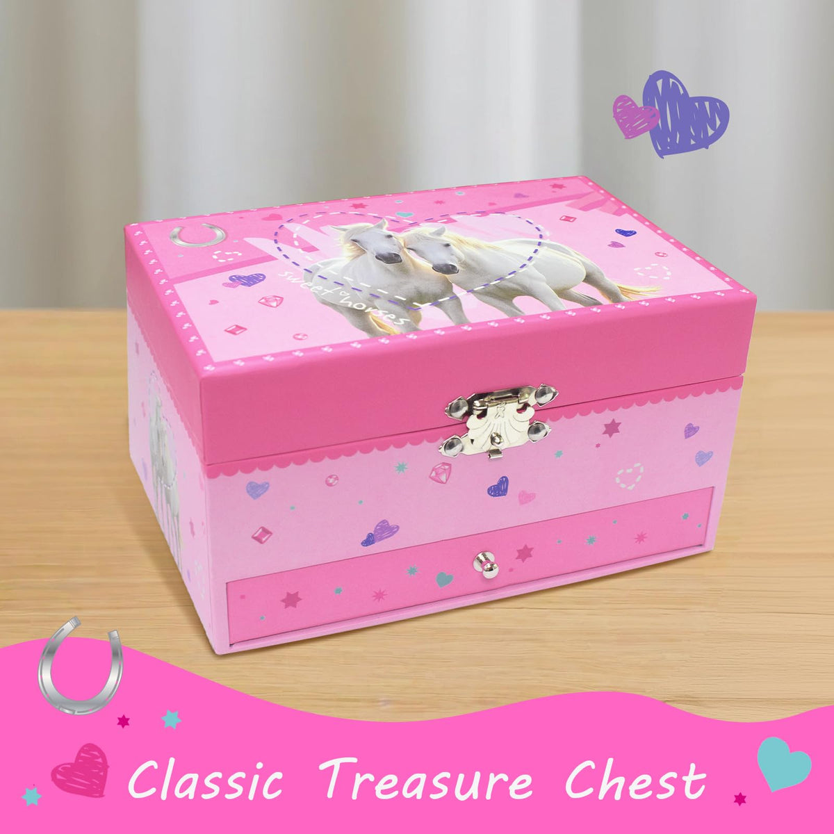Jewelry Box for Girls with Drawer, Musical Kids Jewelry Box for Girls Gifts