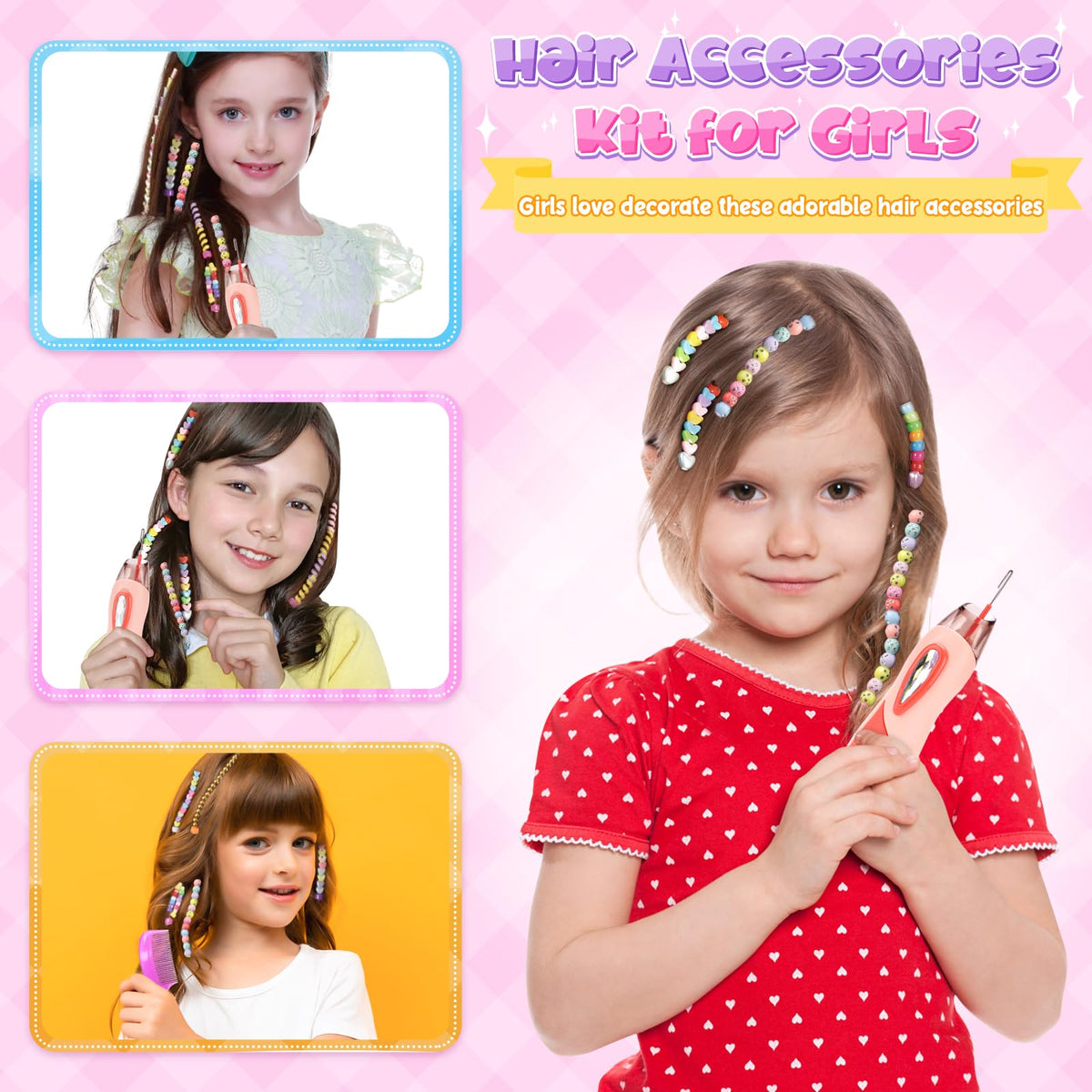 Hair Beads for Girls, Hair Accessories Gifts for 5 6 7 8 9 10 Year Old Kids