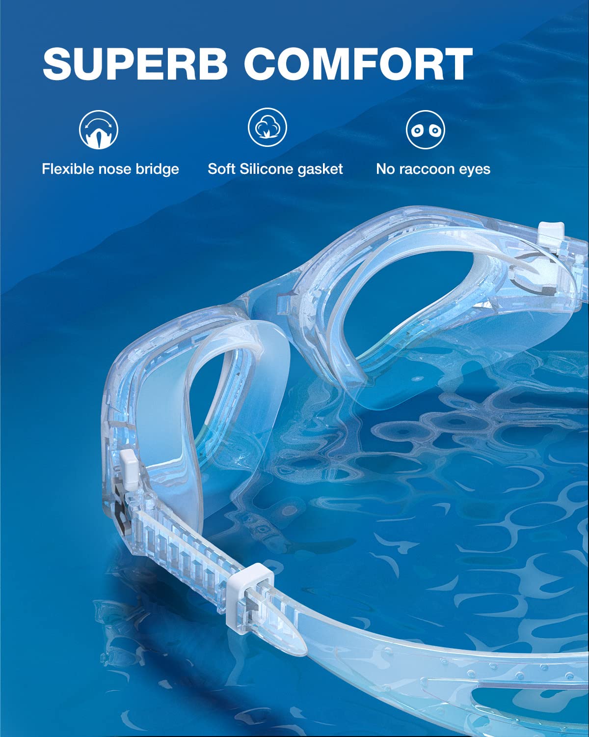 ZIONOR Swim Goggles, G1 SE Swimming Goggles Anti-Fog for Adult Men Women